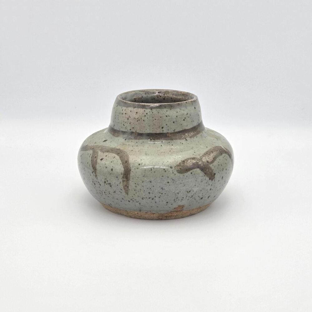 Vintage Stoneware Vase - 5" Tall x 5" Wide - Wabi-Sabi Pottery with Earthy Glaze